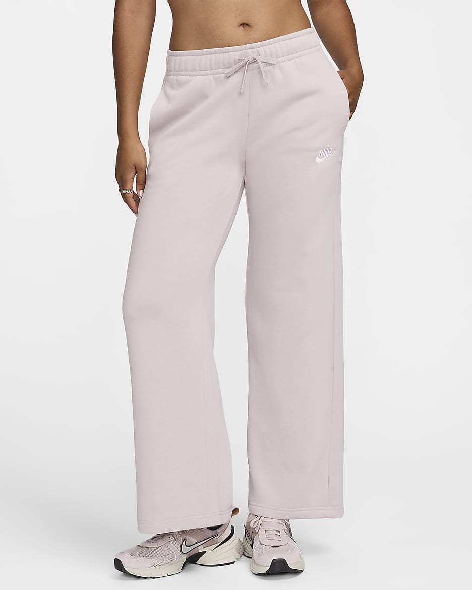 Nike Sportswear Club Fleece Women's Mid-Rise Wide-Leg Sweatpants - Platinum Violet/White