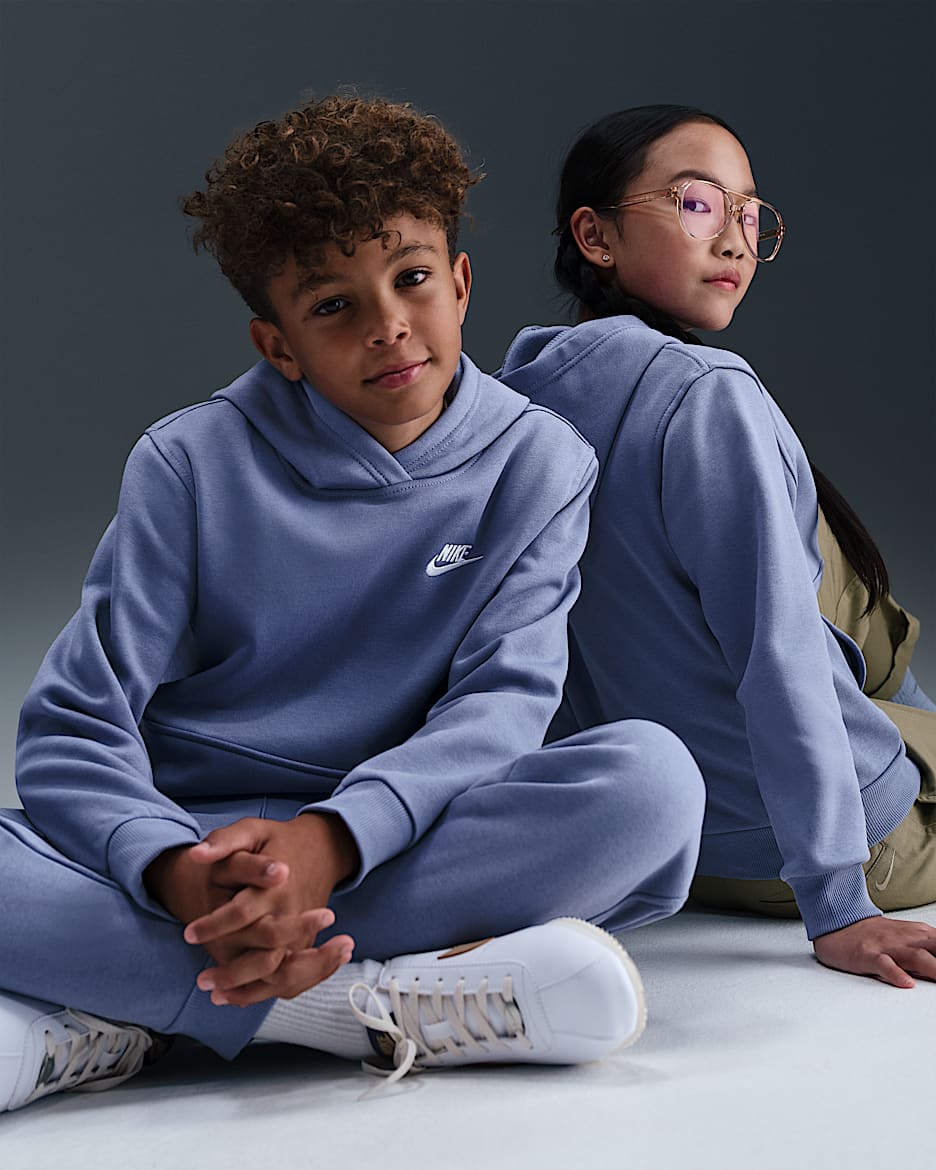 Nike Sportswear Club Fleece Big Kids' Pullover Hoodie - World Indigo/White