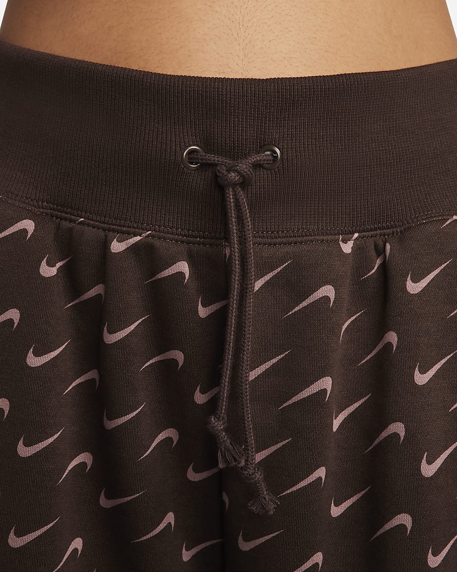 Nike Sportswear Phoenix Fleece Women's Oversized Printed Tracksuit Bottoms - Baroque Brown