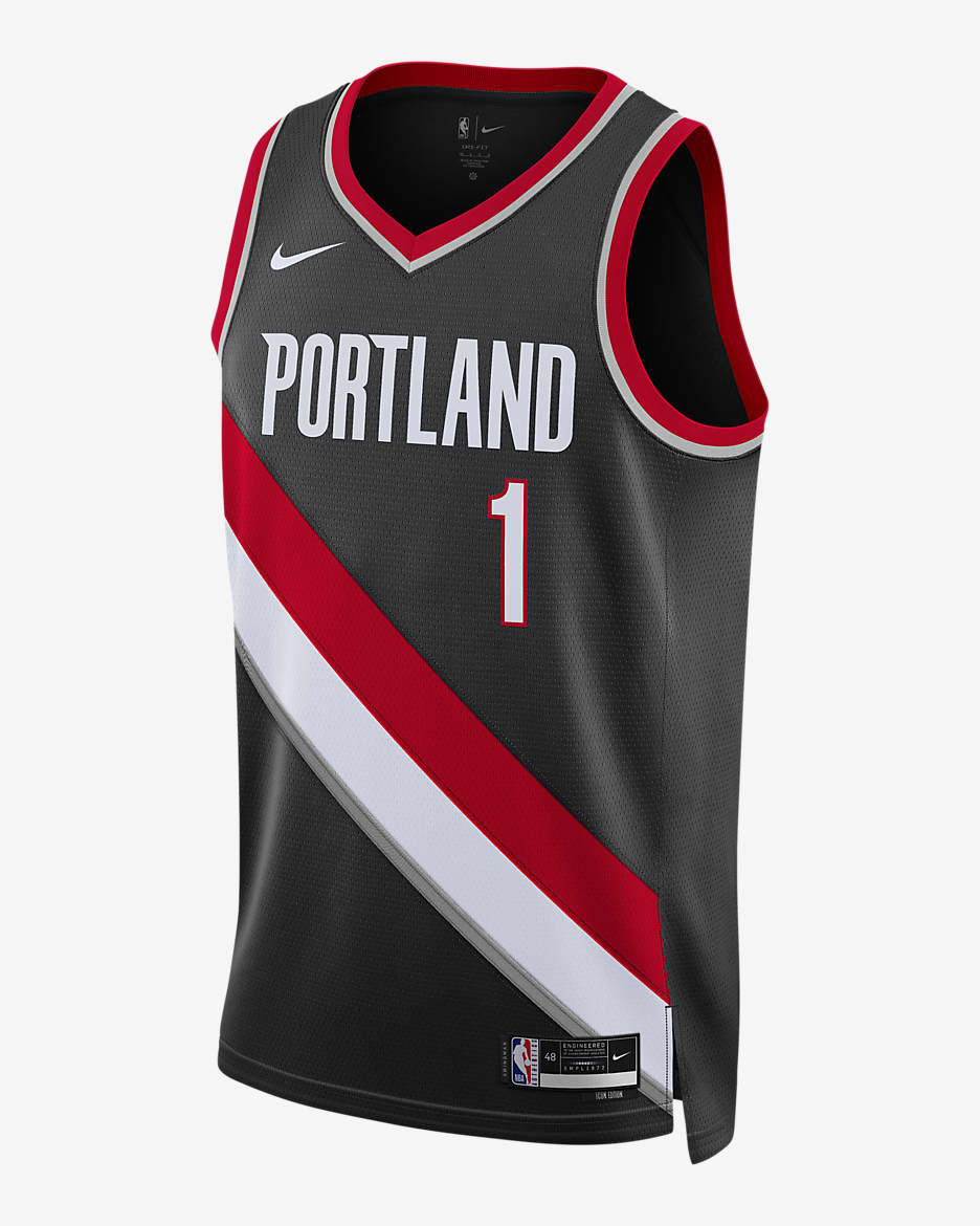 Jersey Nike Dri-FIT de la NBA Swingman para hombre Portland Trail Blazers Icon Edition 2022/23 - Negro