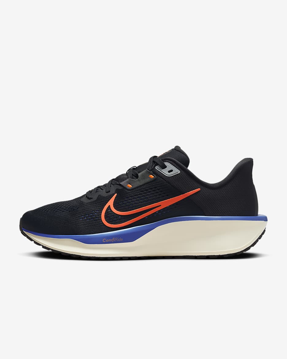 รองเท้าวิ่งโร้ดรันนิ่งผู้ชาย Nike Quest 6 - ดำ/Astronomy Blue/Pale Ivory/Hyper Crimson