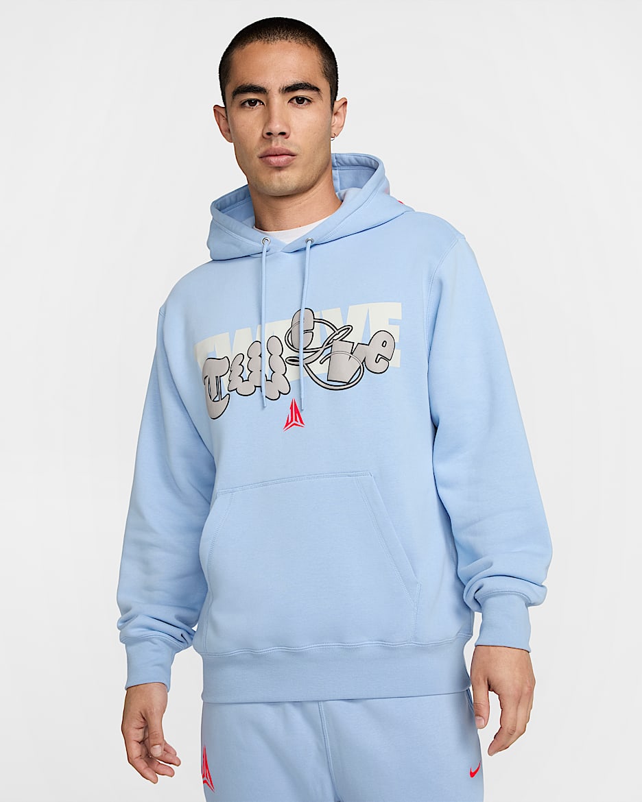 Sudadera con gorro de básquetbol de tejido Fleece para hombre Ja - Cobalto felicidad/Carmesí brillante