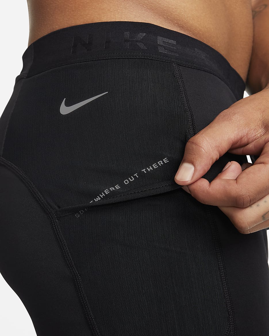 Legging de running d'hiver Nike Lunar Ray pour homme - Noir/Noir/Blanc