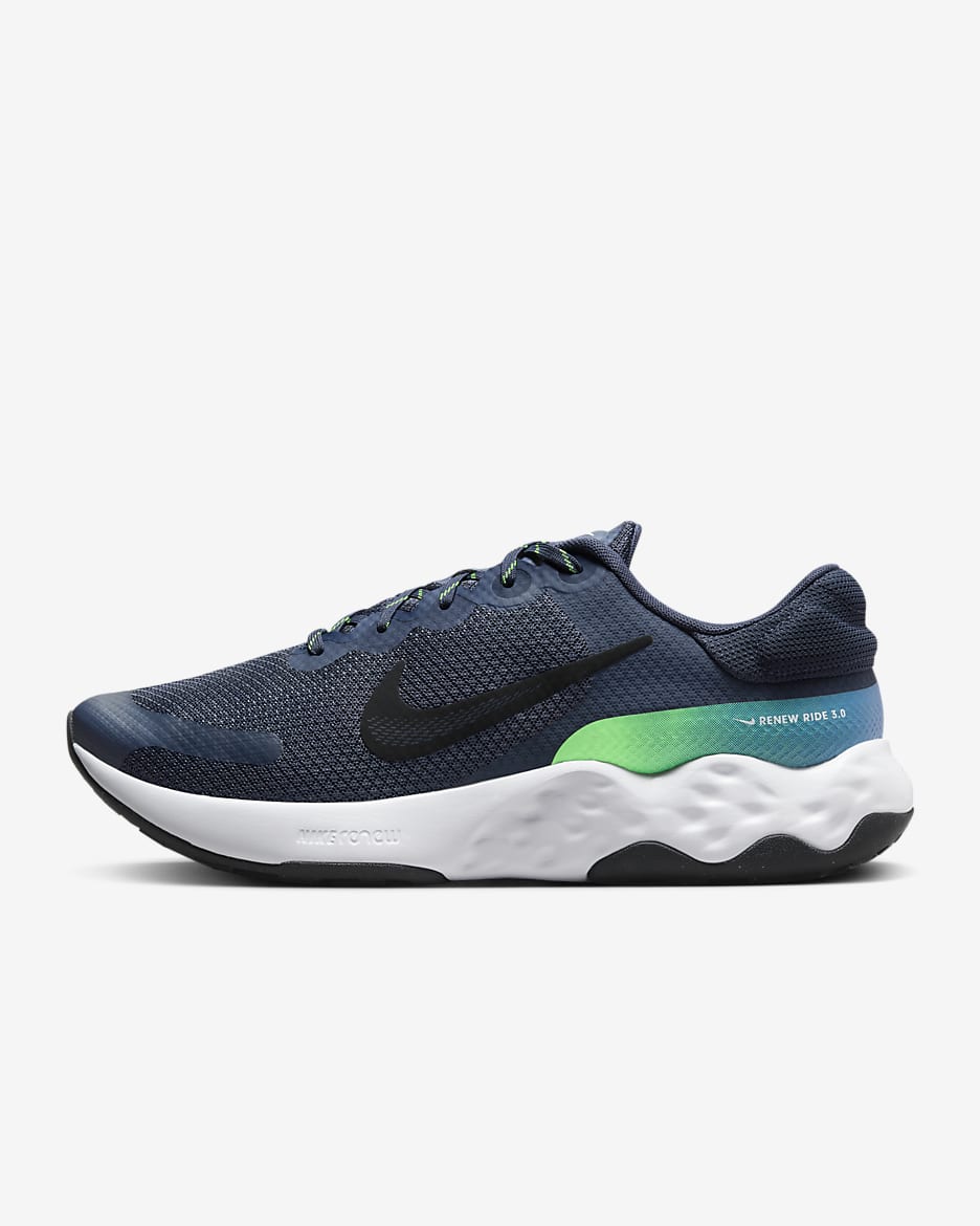 Nike Renew Ride 3 Men's Road Running Shoes - Thunder Blue/Star Blue/Green Strike/Black