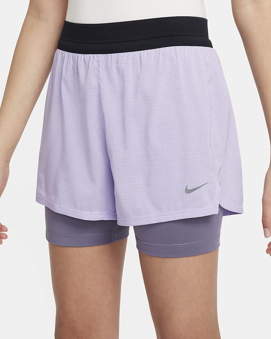 Nike Older Kids' (Girls') Dri-FIT ADV Shorts - Hydrangeas/Daybreak/Black