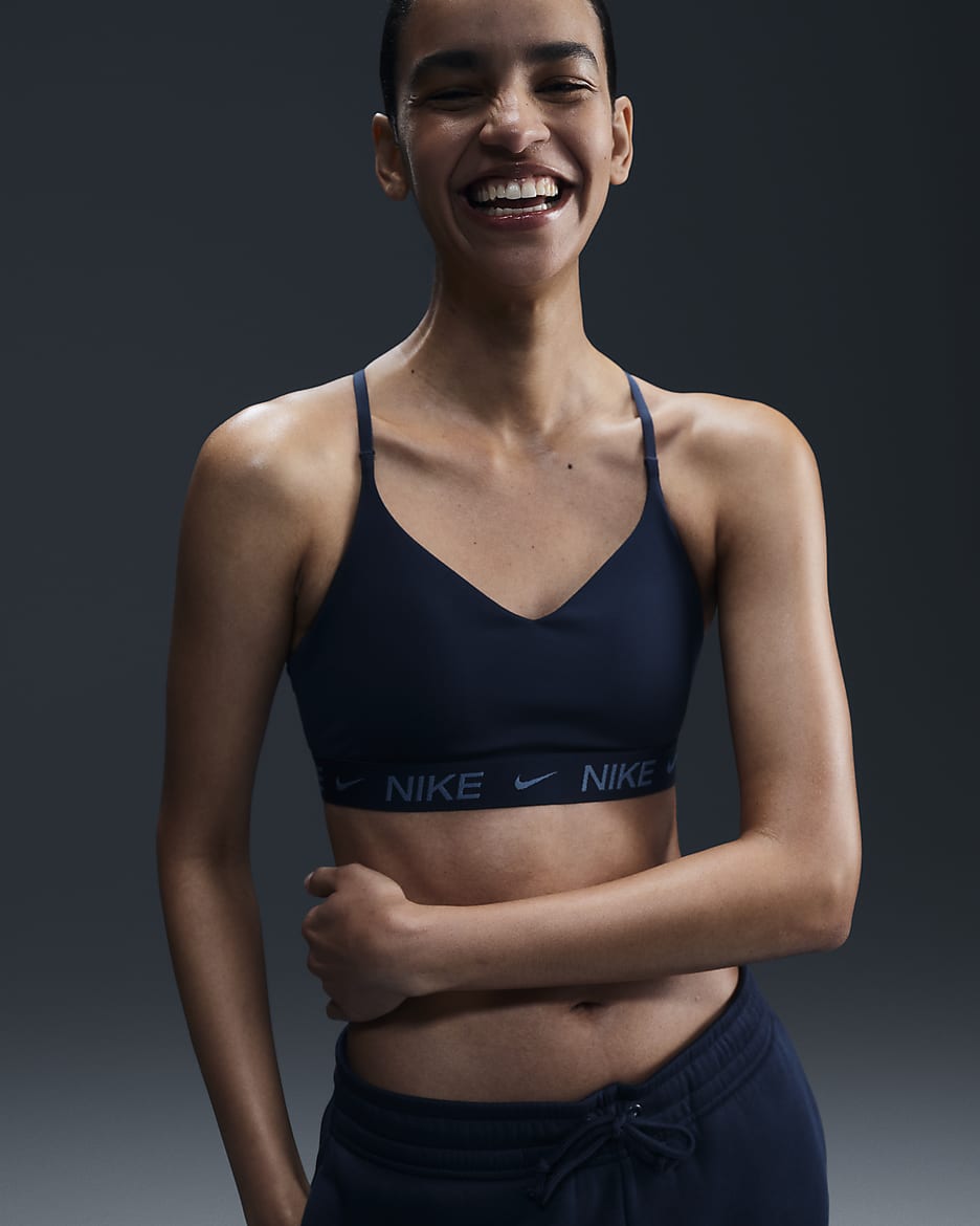 Brassière de sport réglable rembourrée à maintien léger Nike Indy pour femme - Armory Navy