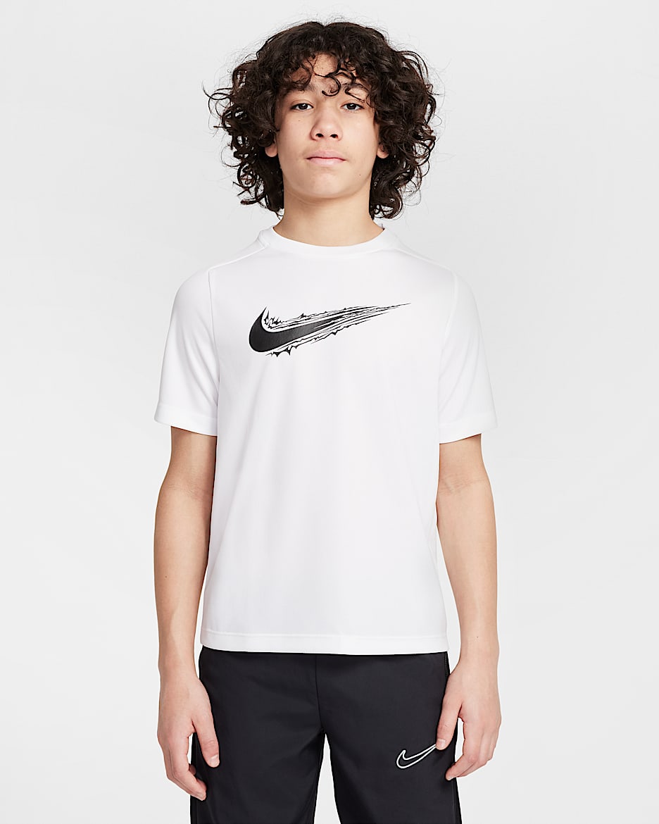 Nike Multi Older Kids' (Boys') Dri-FIT Short-Sleeve Top - White/Black