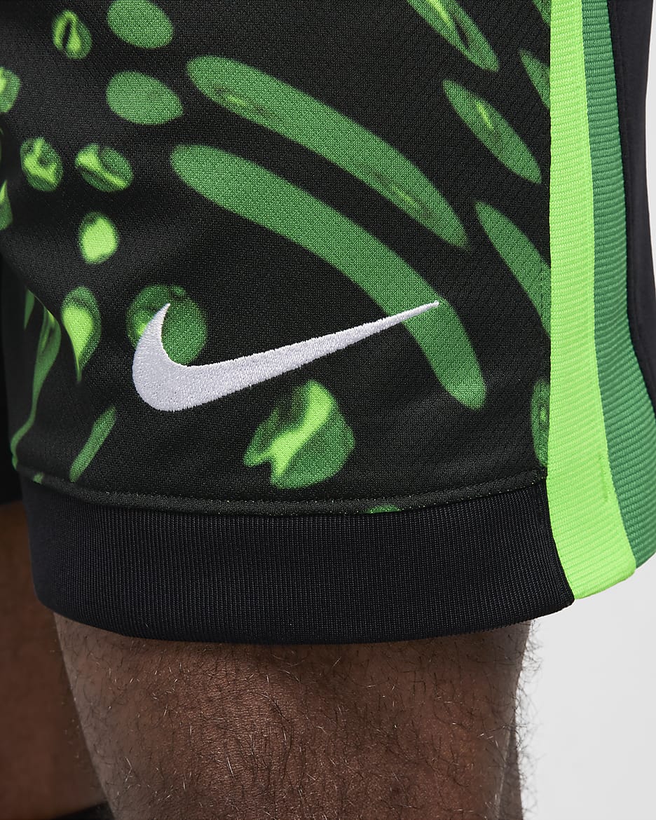 Nigeria 2024 Stadium Away Men's Nike Dri-FIT Football Replica Shorts - Black/Lucky Green/White