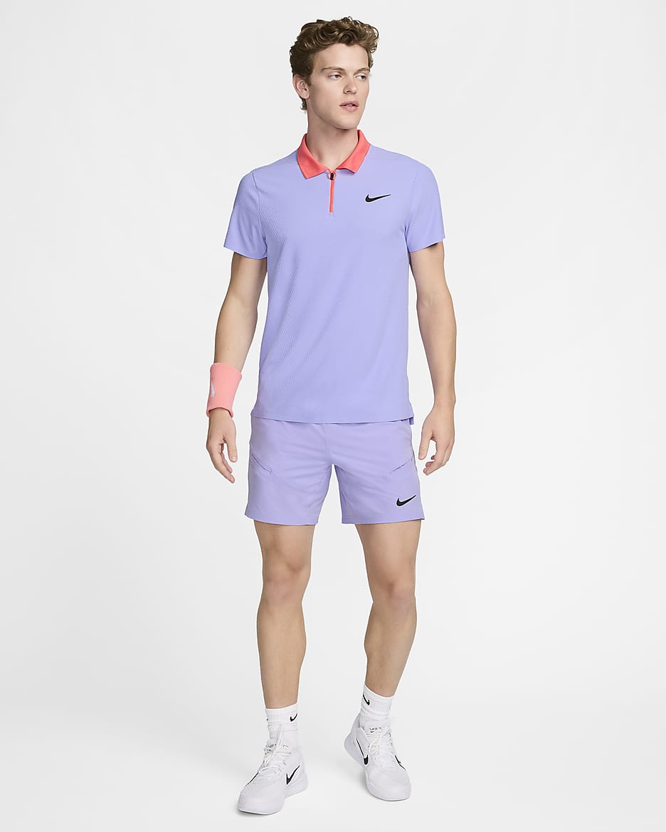 Ανδρική μπλούζα πόλο τένις Dri-FIT ADV NikeCourt Slam Ultimate - Purple Pulse/Purple Pulse/Light Wild Mango/Μαύρο