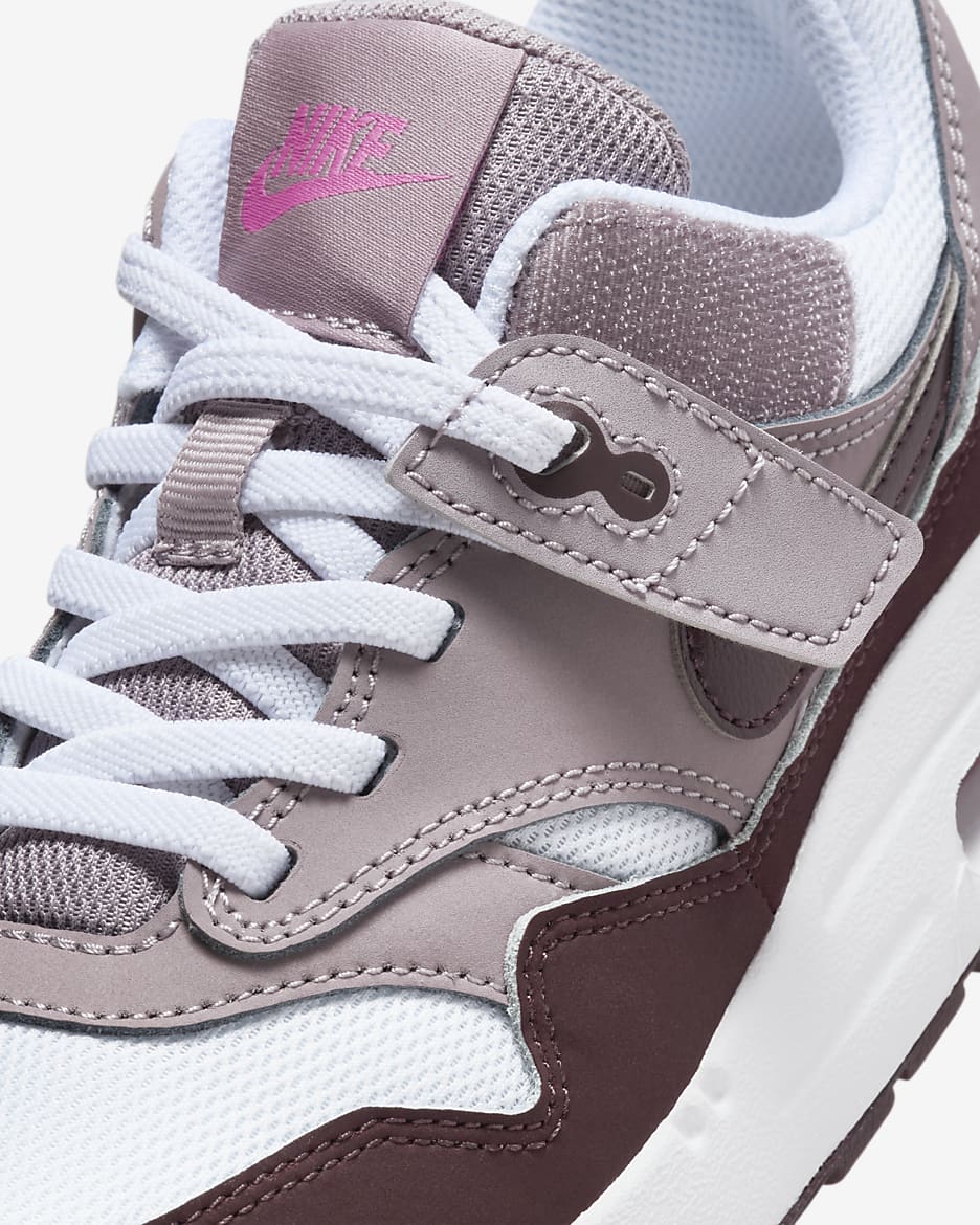 Buty dla małych dzieci Nike Air Max 1 EasyOn - Biel/Light Violet Ore/Playful Pink/Burgundy Crush