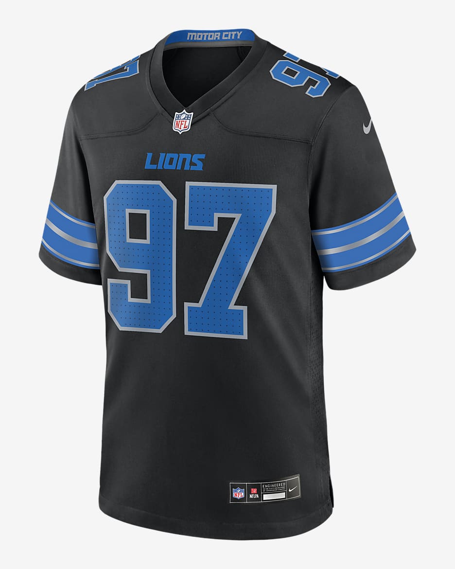 Jersey de fútbol americano Nike de la NFL Game para hombre Aidan Hutchinson Detroit Lions - Negro