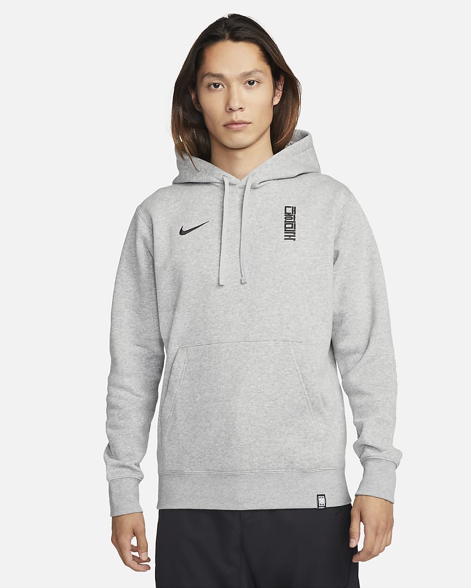 Korea Club Fleece Men's Pullover Hoodie - Dark Grey Heather/Black