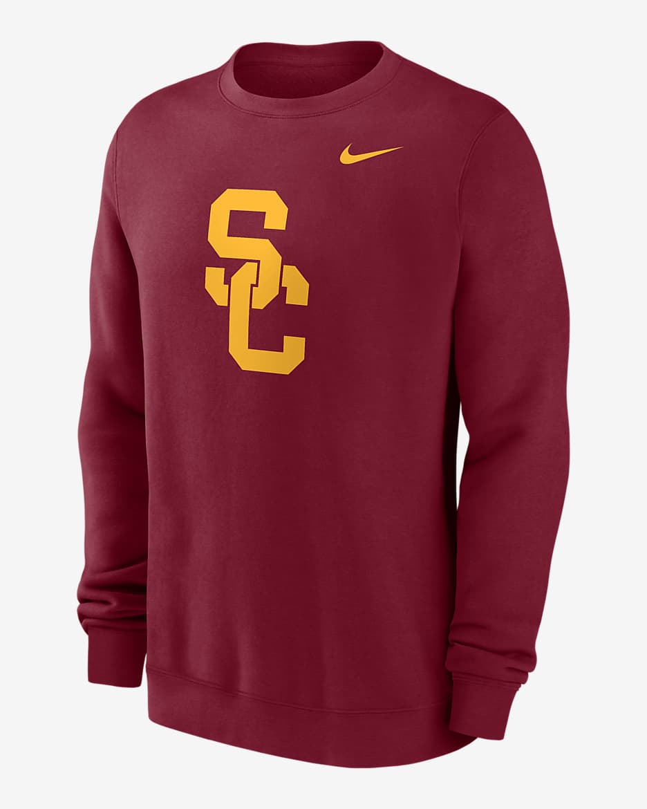 Sudadera de cuello redondo sin cierre universitaria Nike para hombre USC Trojans Primetime Evergreen Logo - Carmesí