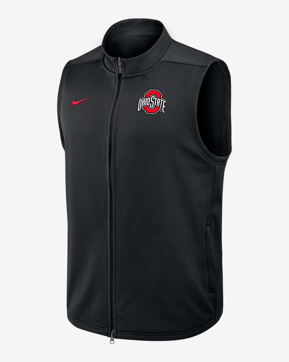 Ohio State Victory Men's Nike Therma-FIT College Full-Zip Vest - Black