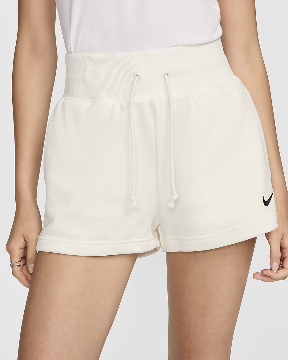 Nike Sportswear Phoenix Fleece Women's High-Waisted Loose French Terry Shorts - Sail/Black