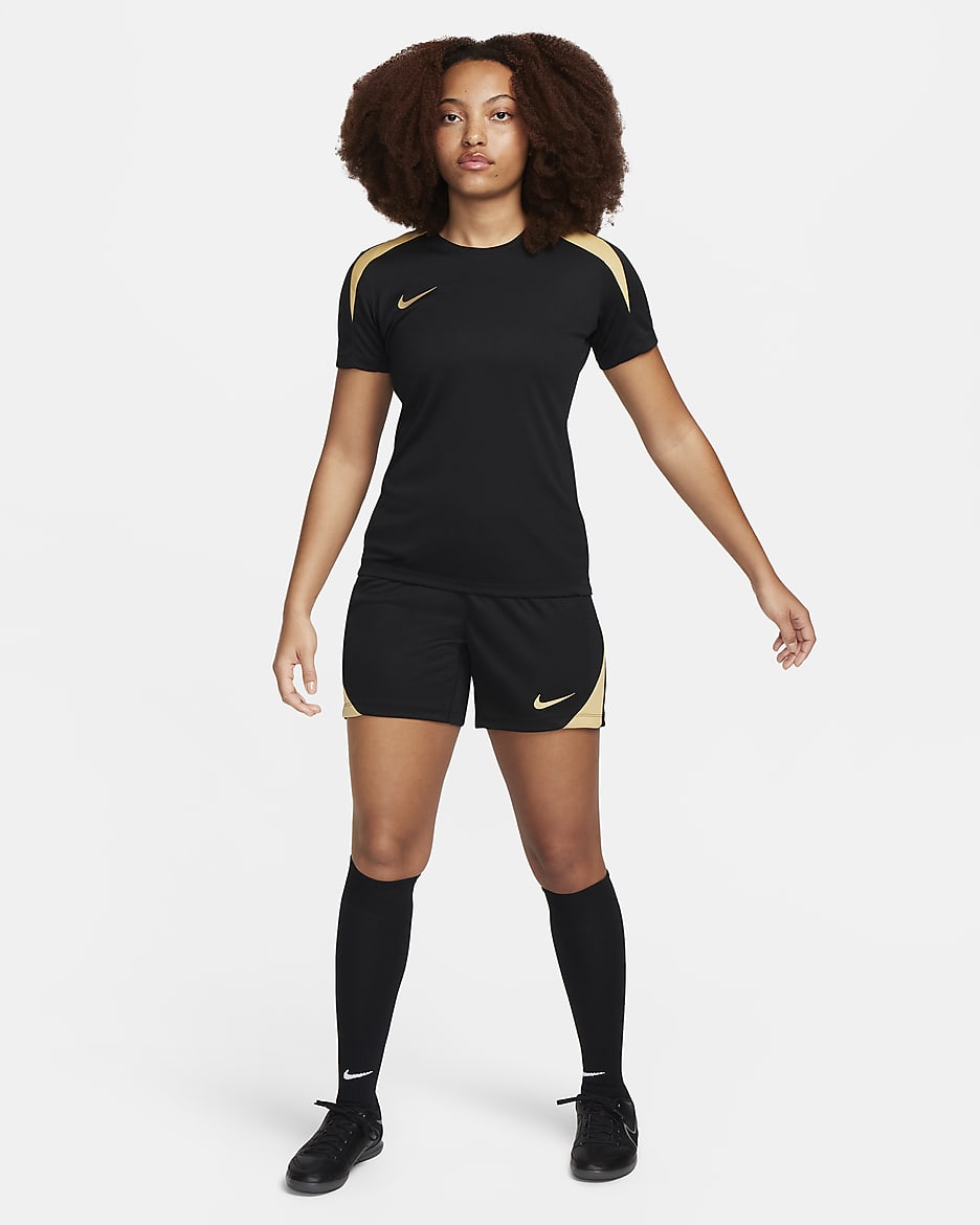 Nike Strike Dri-FIT női futballrövidnadrág - Fekete/Jersey Gold/Metallic Gold