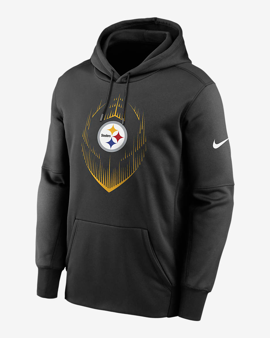 Sudadera con gorro sin cierre de la NFL Nike Therma para hombre Pittsburgh Steelers Icon - Negro