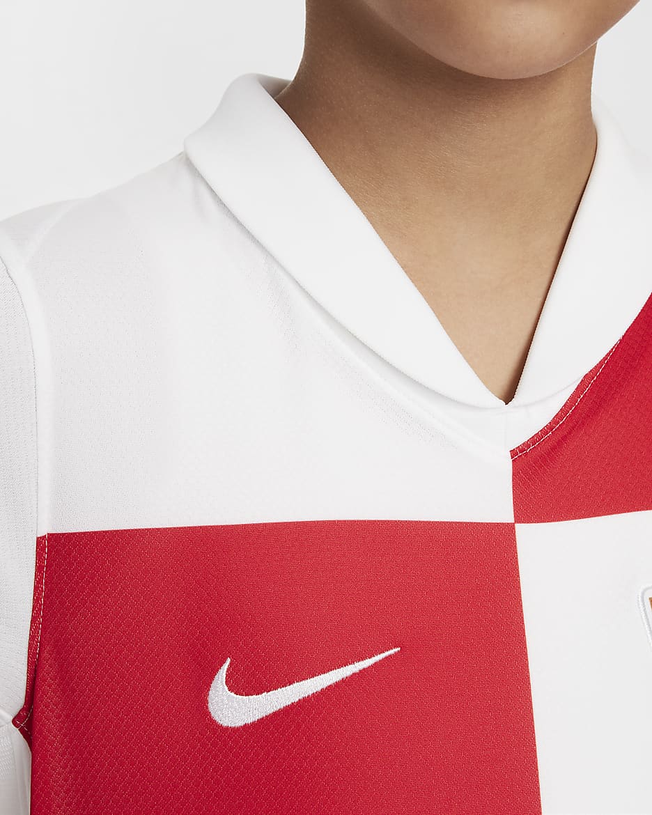 Croatia 2024/25 Stadium Home Older Kids' Nike Dri-FIT Football Replica Shirt - White/University Red/White