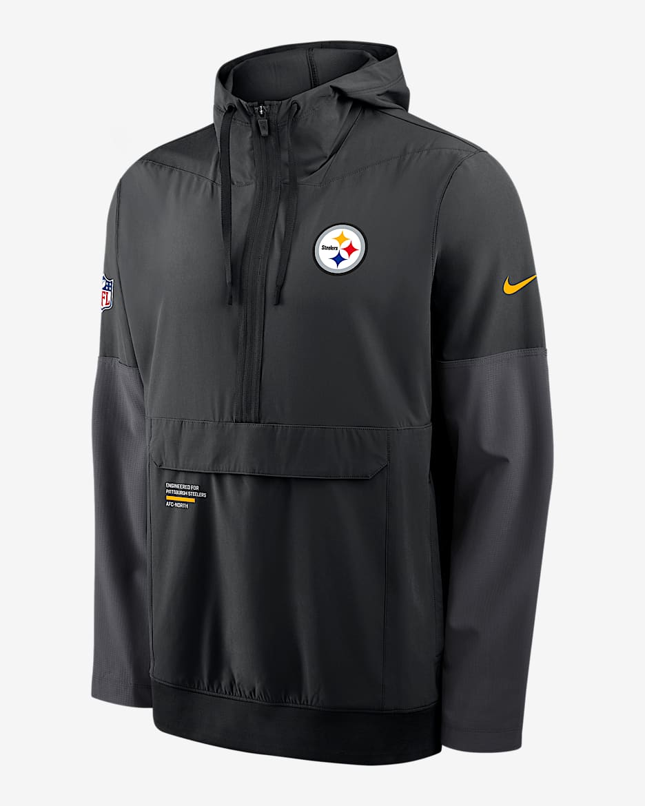 Pittsburgh Steelers Well Rounded Anorak Men's Nike NFL 1/2-Zip Hooded Jacket - Black