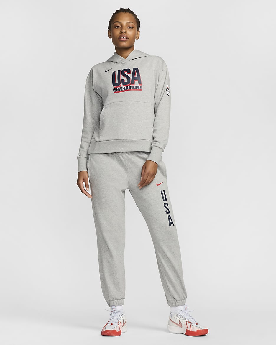 USA Practice Women's Nike Basketball Hoodie - Dark Grey Heather/Obsidian