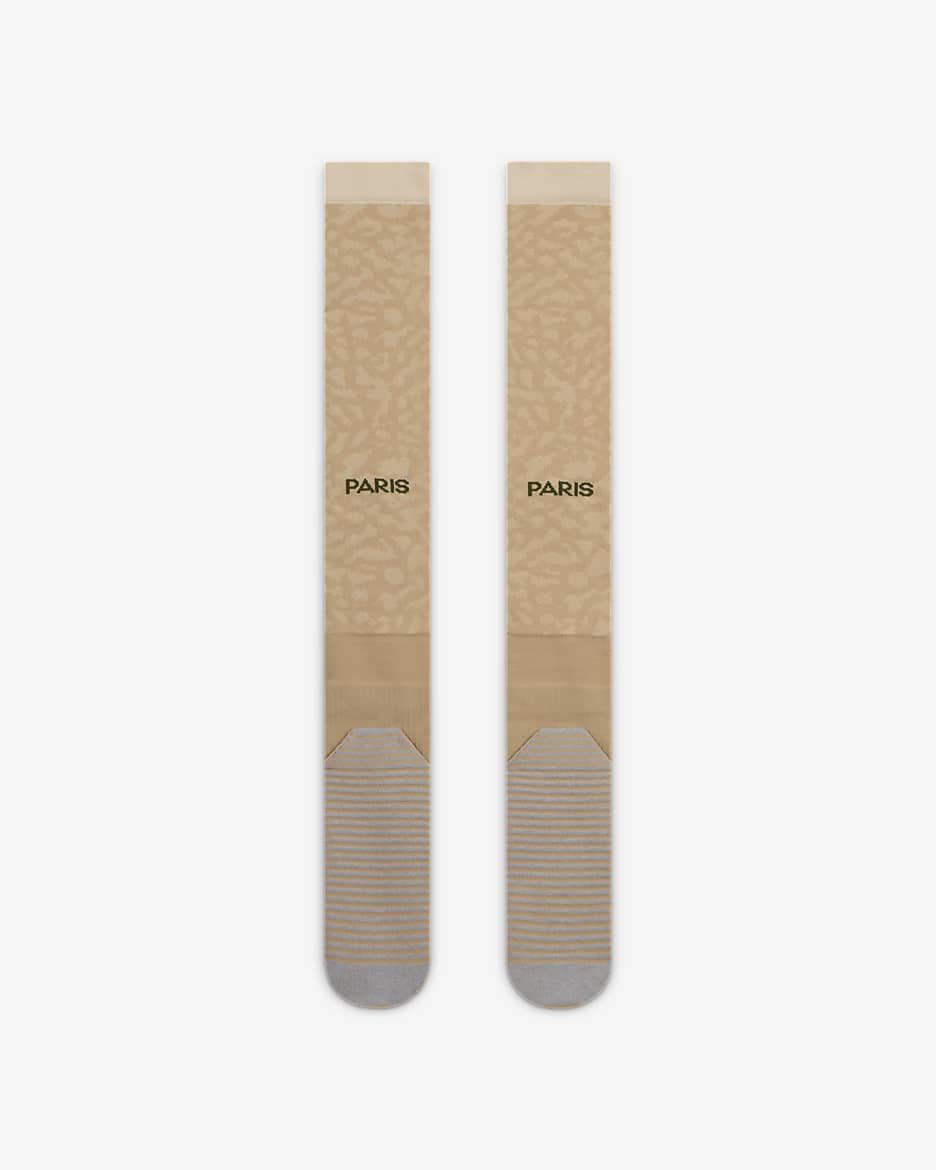 Paris Saint-Germain Strike Fourth Jordan Knee-High Football Socks - Hemp/Sand Drift/Rough Green