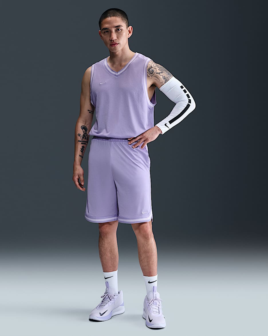 กางเกงบาสเก็ตบอลขาสั้น 10 นิ้วผู้ชาย Dri-FIT Nike DNA - Hydrangeas/Hydrangeas/Barely Grape