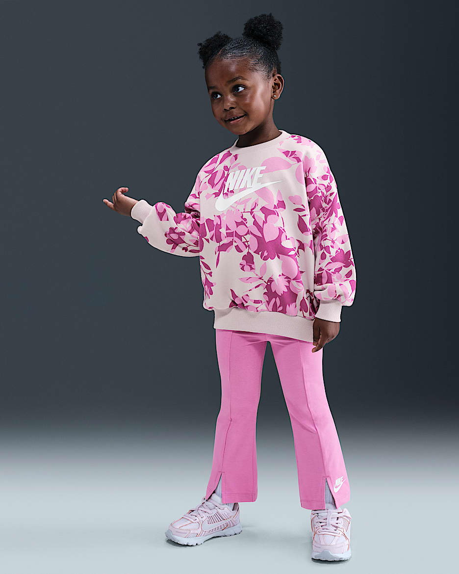 Nike Toddler Floral Camo Crew and Leggings Set - Magic Flamingo