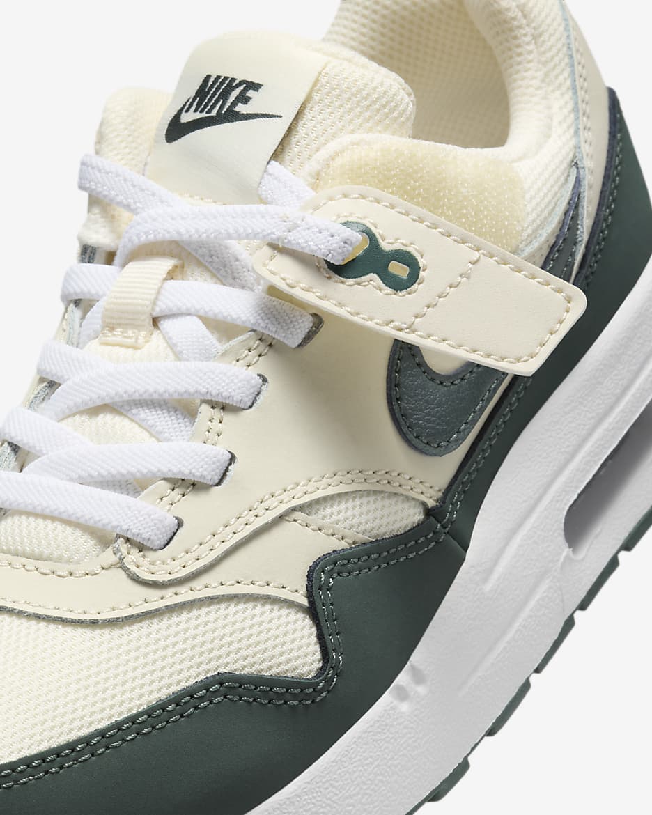 Nike Air Max 1 EasyOn Younger Kids' Shoes - Pale Ivory/White/Bicoastal/Vintage Green