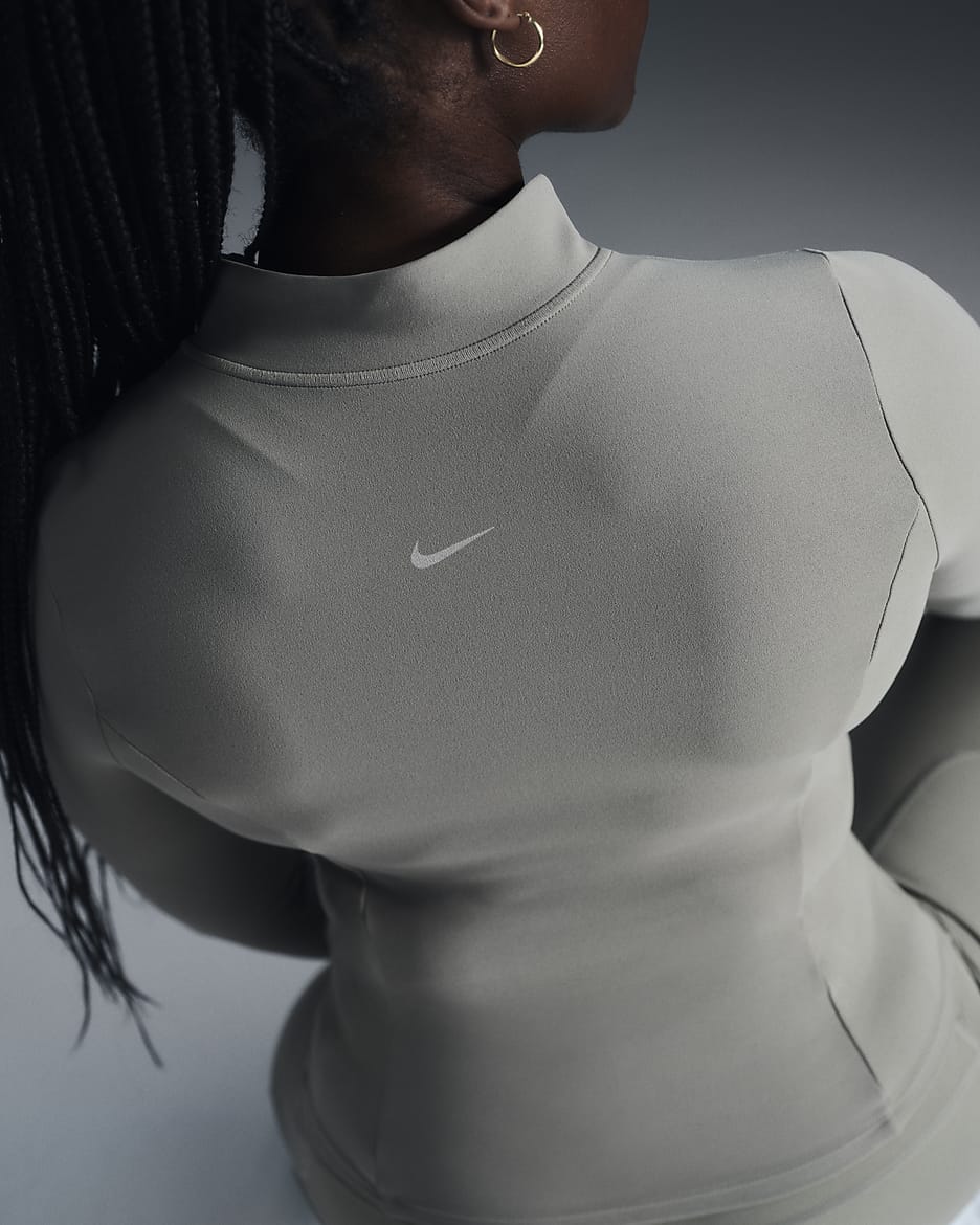 Nike Zenvy Dri-FIT Longsleeve mit durchgehendem Reißverschluss (Damen) - Light Army/Weiß