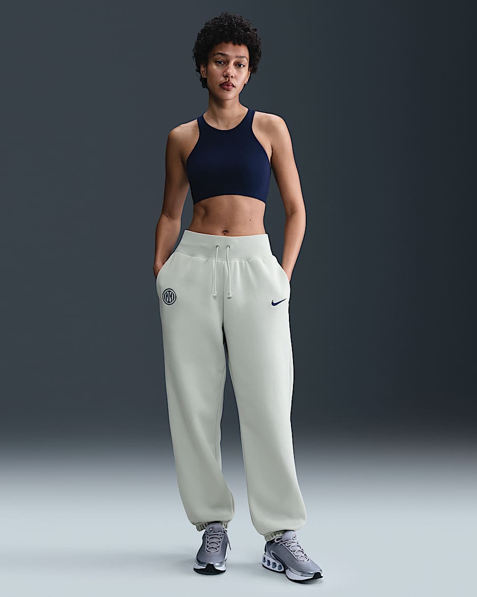 Inter Mailand Phoenix Fleece Nike Football Oversize-Hose mit hohem Bund (Damen) - Grey Haze/Blue Void