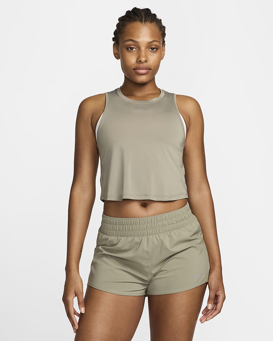 Nike One Classic Women's Dri-FIT Cropped Tank Top - Light Army/Black