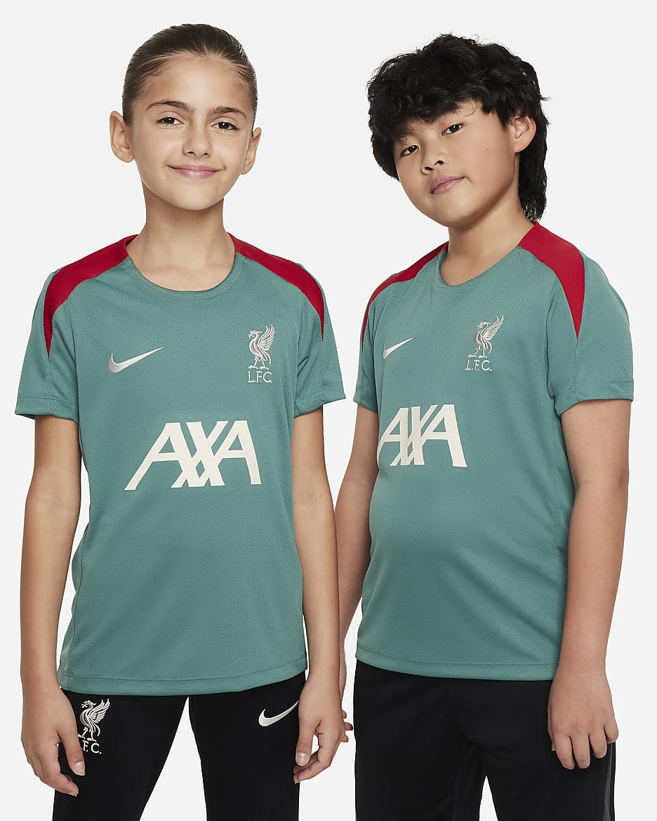 Liverpool F.C. Strike Older Kids' Nike Dri-FIT Football Short-Sleeve Knit Top - Bicoastal/Bicoastal/Gym Red/Light Orewood Brown