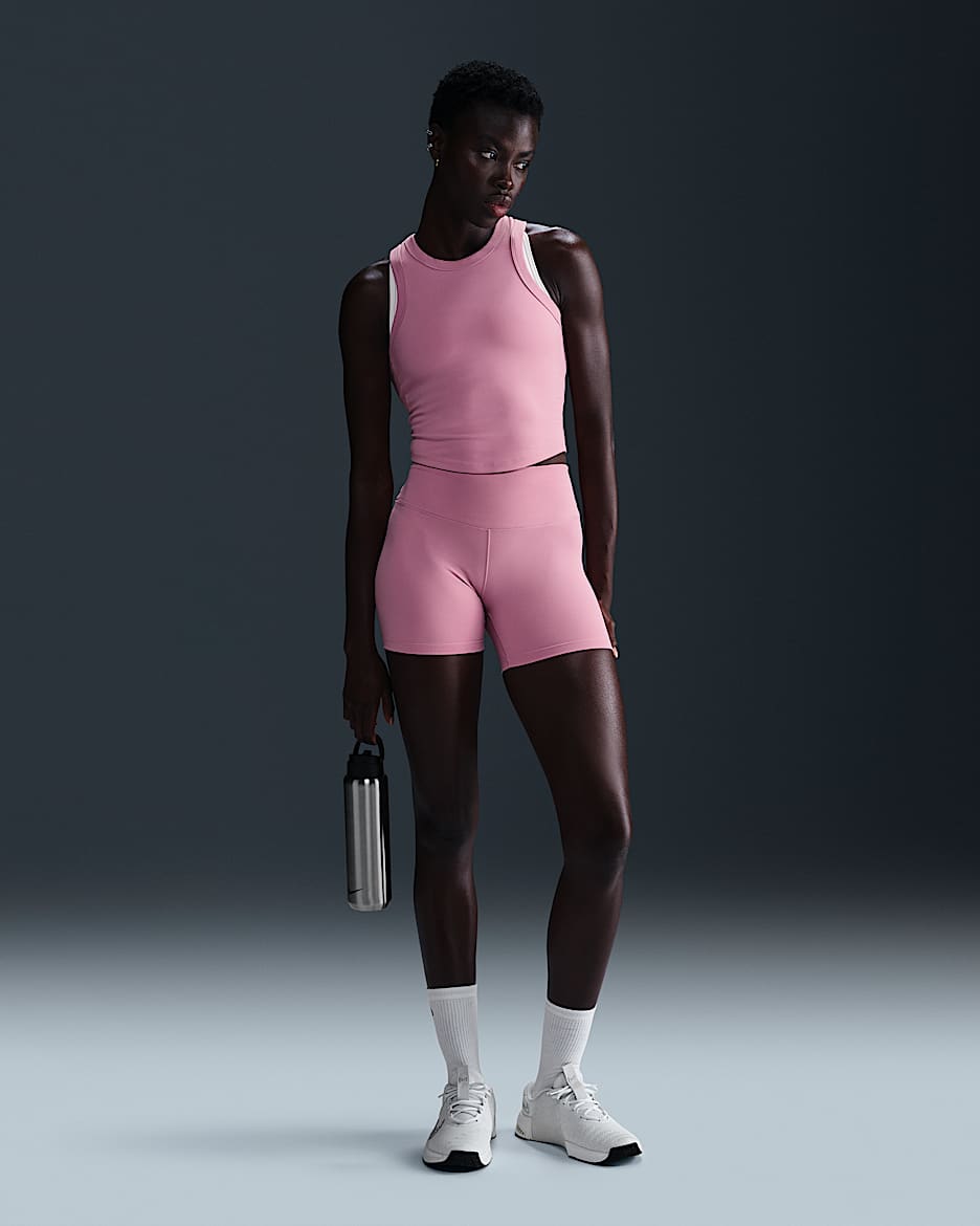 Shorts de ciclismo de tiro alto de 13 cm para mujer Nike One - Rosa elemental/Negro