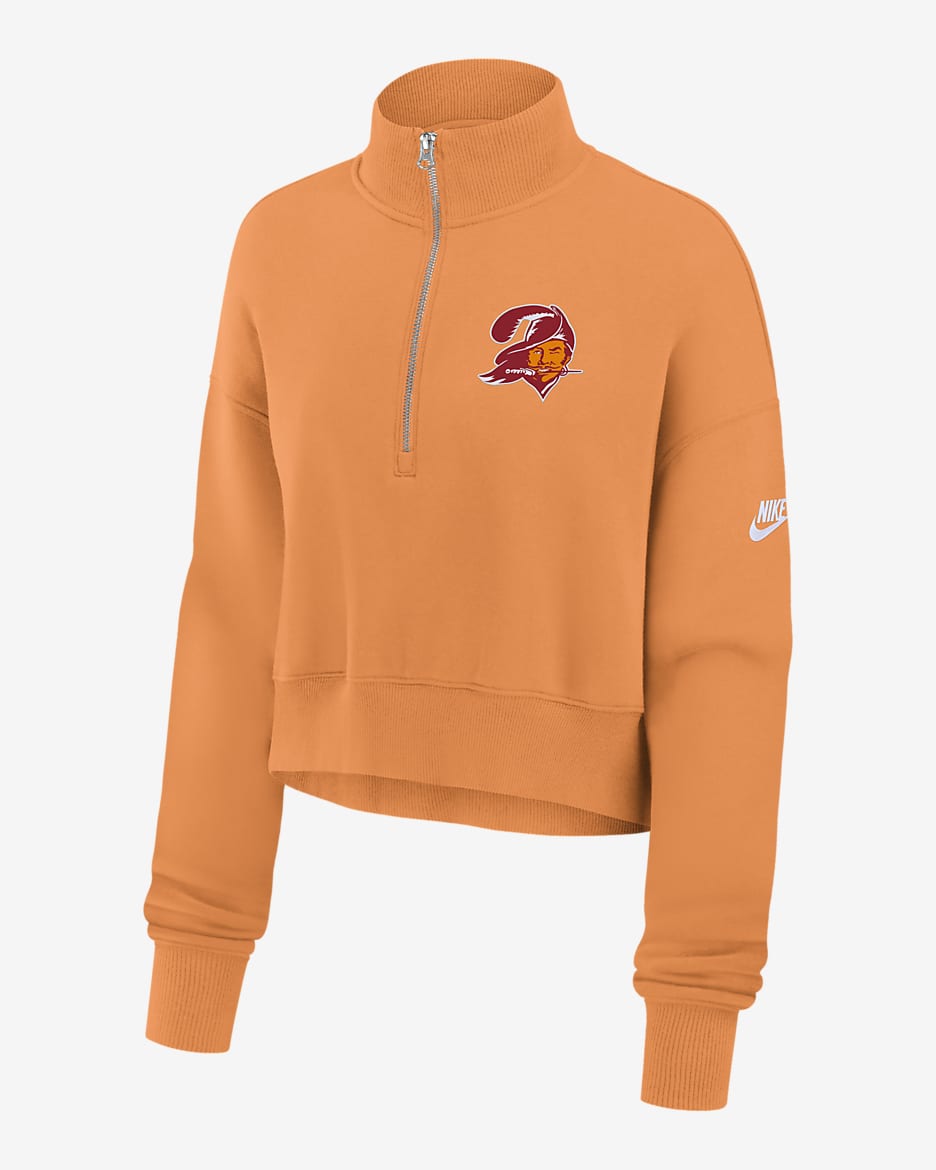 Sudadera cropped con cierre de 1/4 Nike NFL para mujer Tampa Bay Buccaneers Rewind Phoenix - Naranja