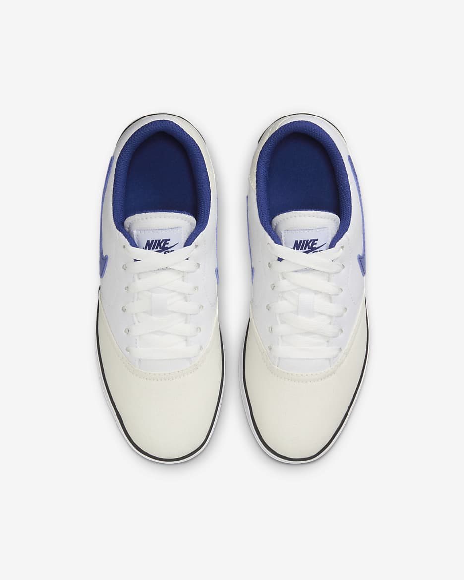 Nike SB Check Canvas Older Kids' Skate Shoes - White/Summit White/Black/Deep Royal Blue