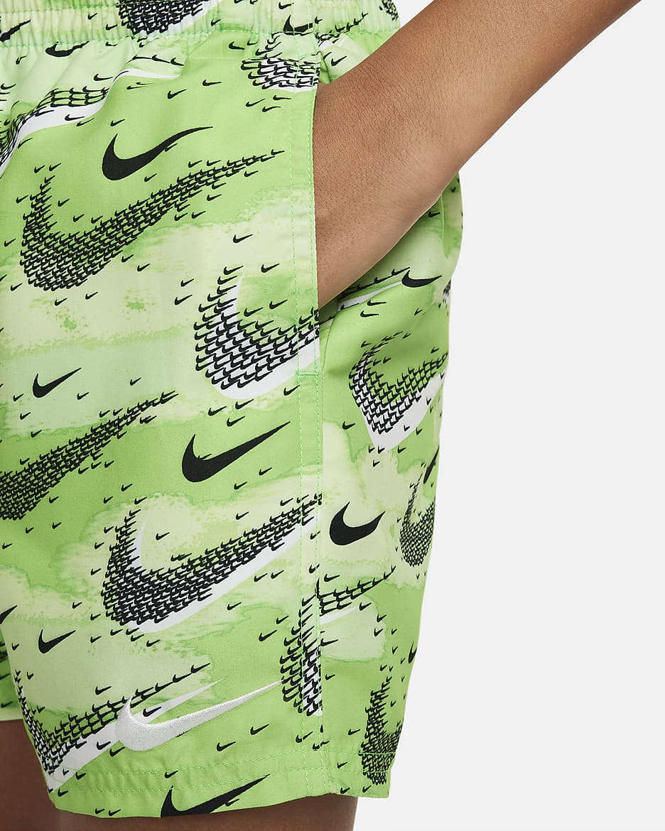 Nike Swim Flock Big Kids' (Boys') 4" Volley Shorts - Action Green