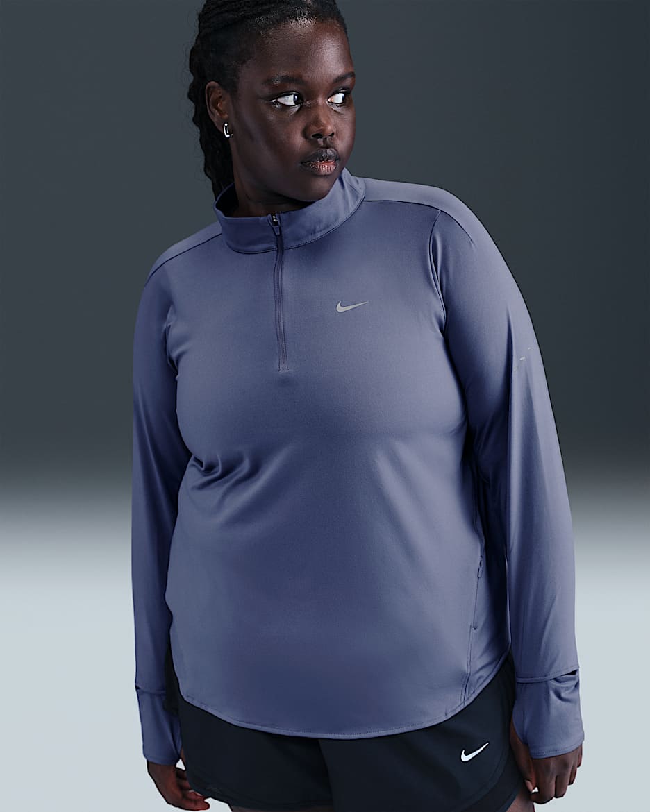 Nike Swift Women's Dri-FIT UV 1/4-Zip Running Top (Plus Size) - World Indigo