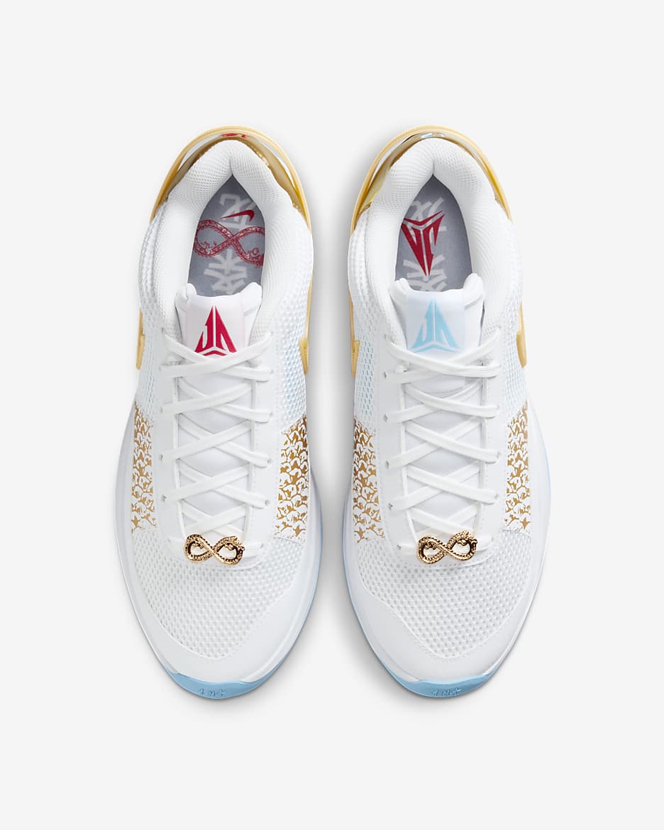 JA 1 EP Basketball Shoes - White/Aquarius Blue/Glacier Blue/Metallic Gold