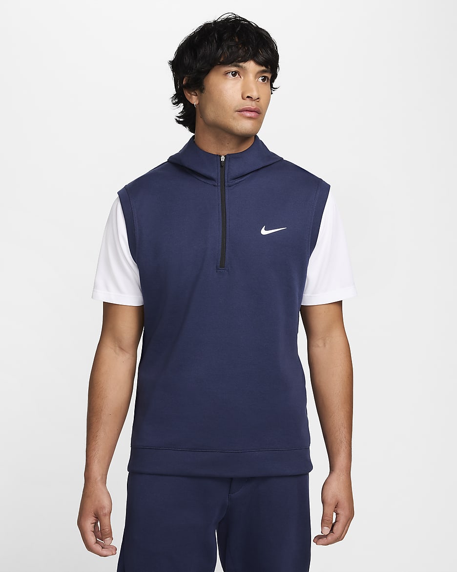 Veste sans manches de golf à capuche Nike Tour pour homme - Midnight Navy/Blanc