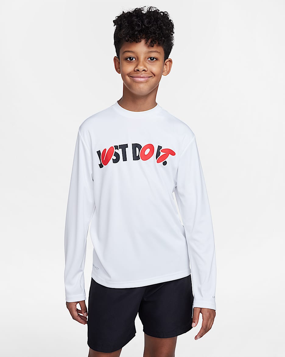 Nike Swim Hydroguard Big Kids' (Boys') Dri-FIT Long-Sleeve Top - White