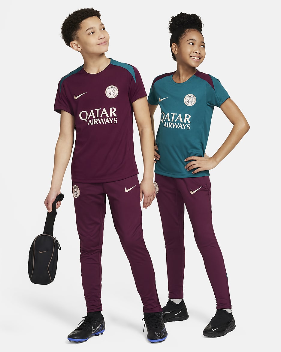 Paris Saint-Germain Strike Older Kids' Nike Dri-FIT Football Knit Pants - Bordeaux/Geode Teal/Guava Ice