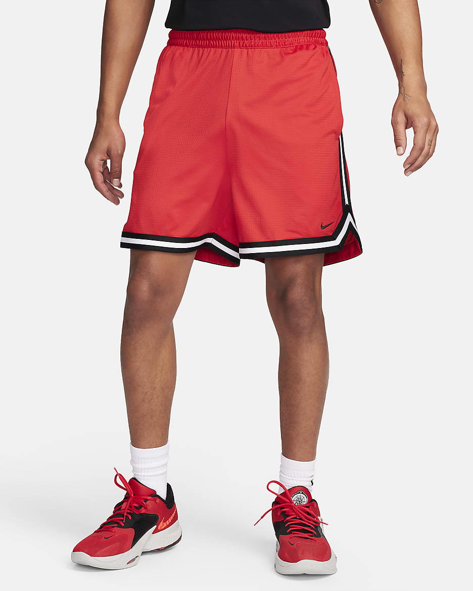 Shorts de básquetbol Dri-FIT de 15 cm para hombre Nike DNA - Rojo universitario/Negro/Negro