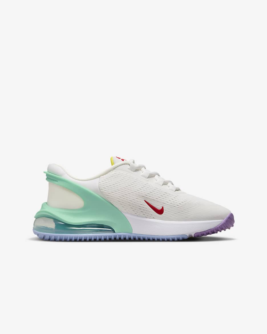 Tenis fácil de poner y quitar para niños grandes Nike Air Max 270 GO - Blanco cumbre/Esmeralda creciente/Cobalto felicidad/Obsidiana