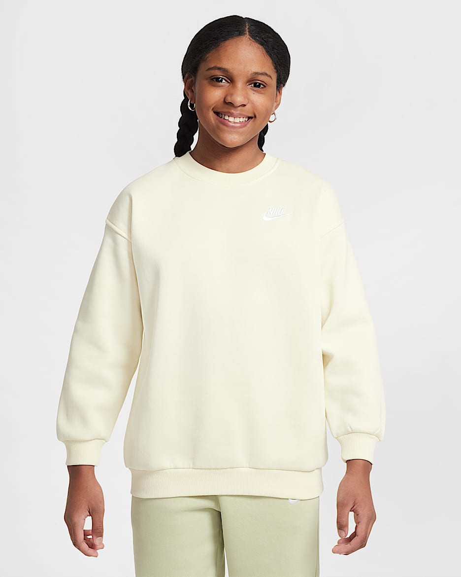 Nike Sportswear Club Fleece Older Kids' Oversized Sweatshirt - Coconut Milk/White