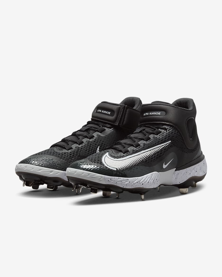 Nike Alpha Huarache Elite 4 Mid Men's Baseball Cleats - Black/Dark Smoke Grey/White