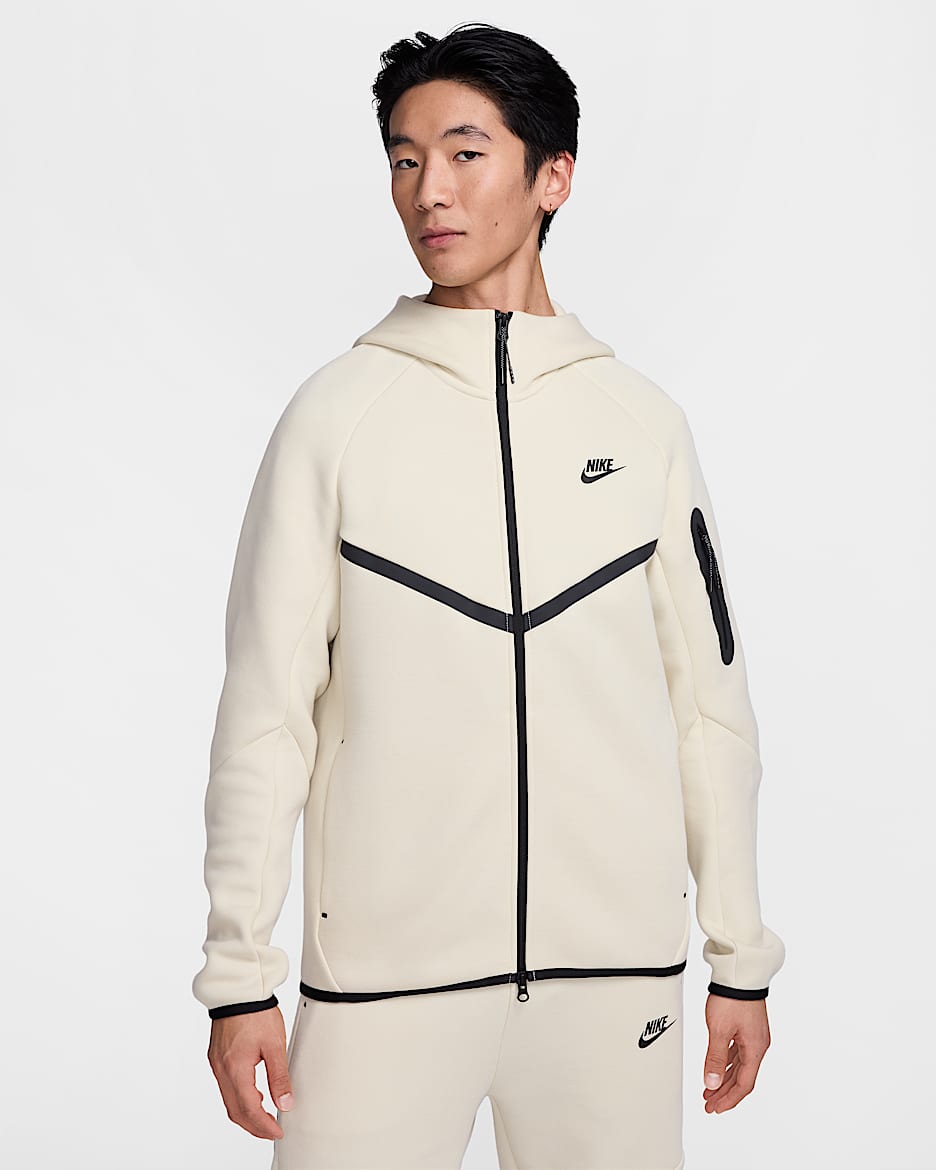 Nike Tech Men's Full-Zip Windrunner Hoodie - Light Khaki/Black
