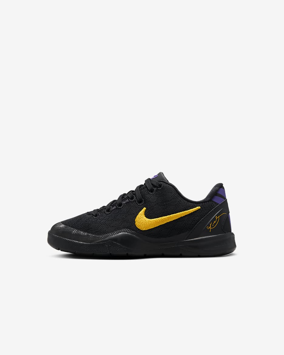 Kobe 8 Little Kids' Shoes - Black/White/Court Purple/University Gold