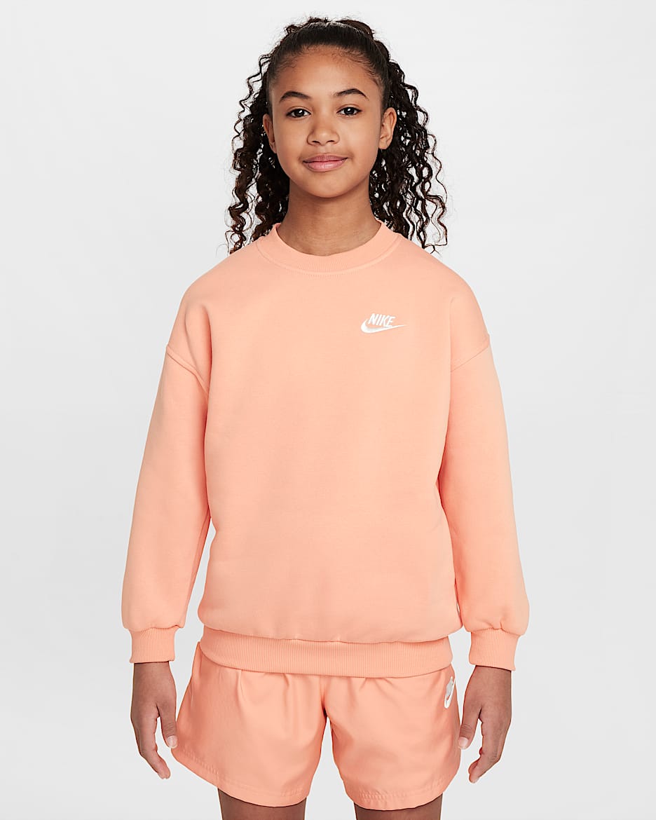 Nike Sportswear Club Fleece Older Kids' Oversized Sweatshirt - Apricot Agate/White