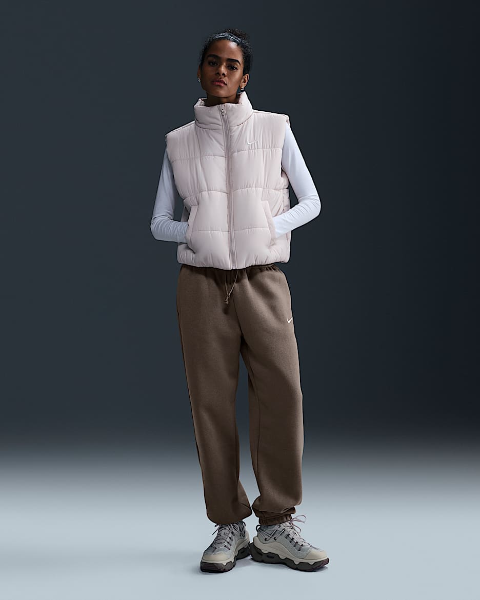Pantaloni tuta oversize a vita alta Nike Sportswear Phoenix Fleece – Donna - Mink Brown/Sail