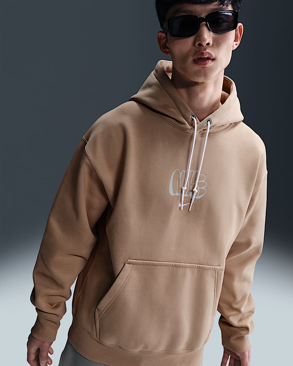 Sweat à capuche en tissu Fleece Nike Solo Swoosh pour Homme - Hemp